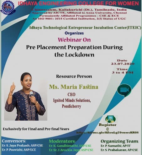 Webinar on Pre Placement Preparation